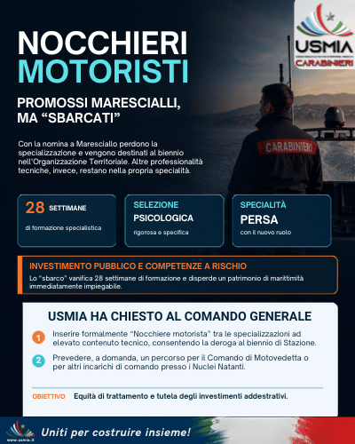 Visual informativo dedicato ai nocchieri motoristi
